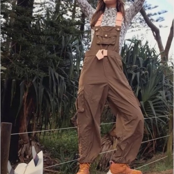 FP Movement by Free People Pants - FP Movement Morning Meadow Jumpsuit Stylish Brown Pink Women's Jumpsuit Overalls